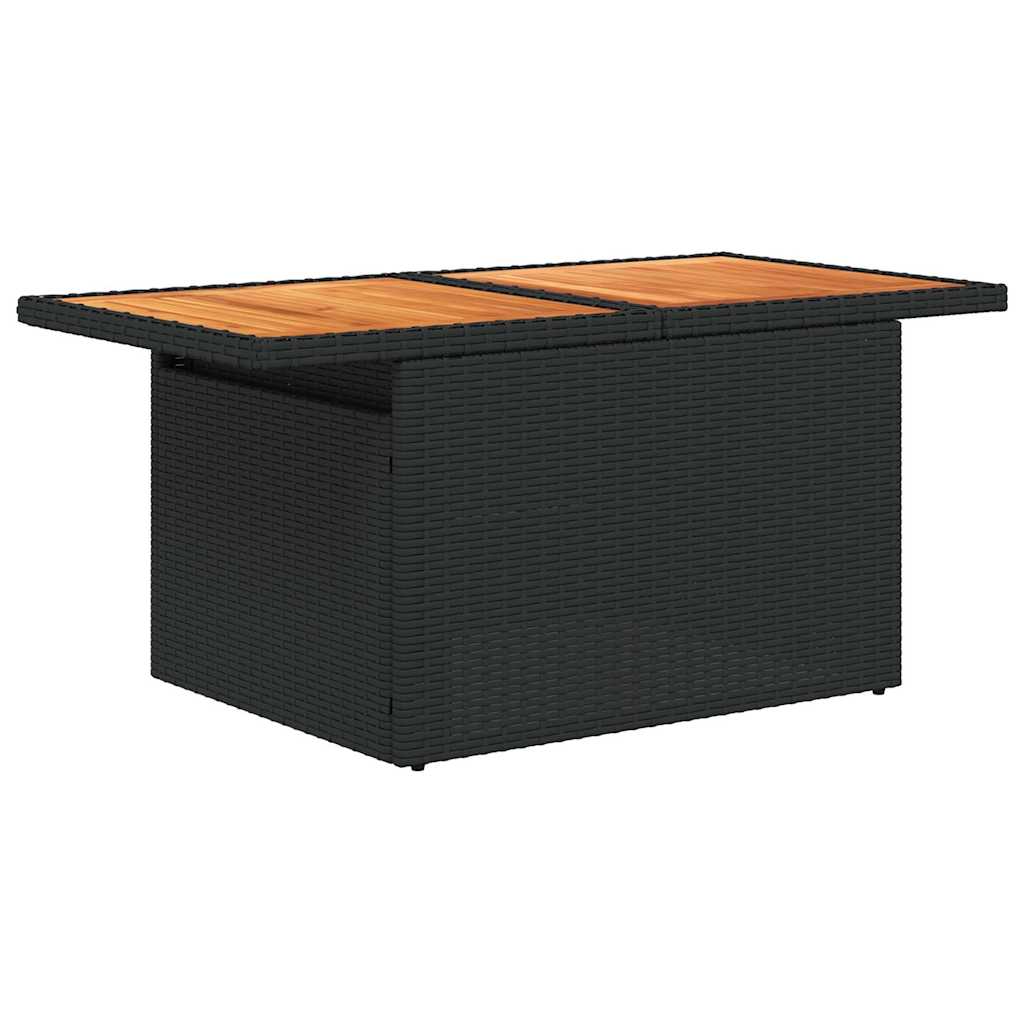 vidaXL Set mobilier grădină perne 9 piese negru poliratan/lemn acacia vidaXL Set mobilier grădină perne 9 piese negru poliratan/lemn acacia