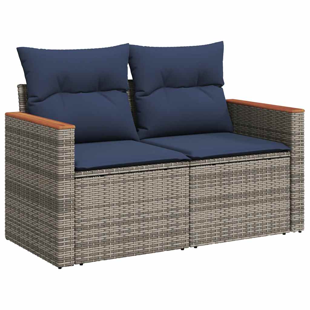 vidaXL Set canapea de grădină cu perne, 5 piese, gri, poliratan vidaXL Set canapea de grădină cu perne, 5 piese, gri, poliratan