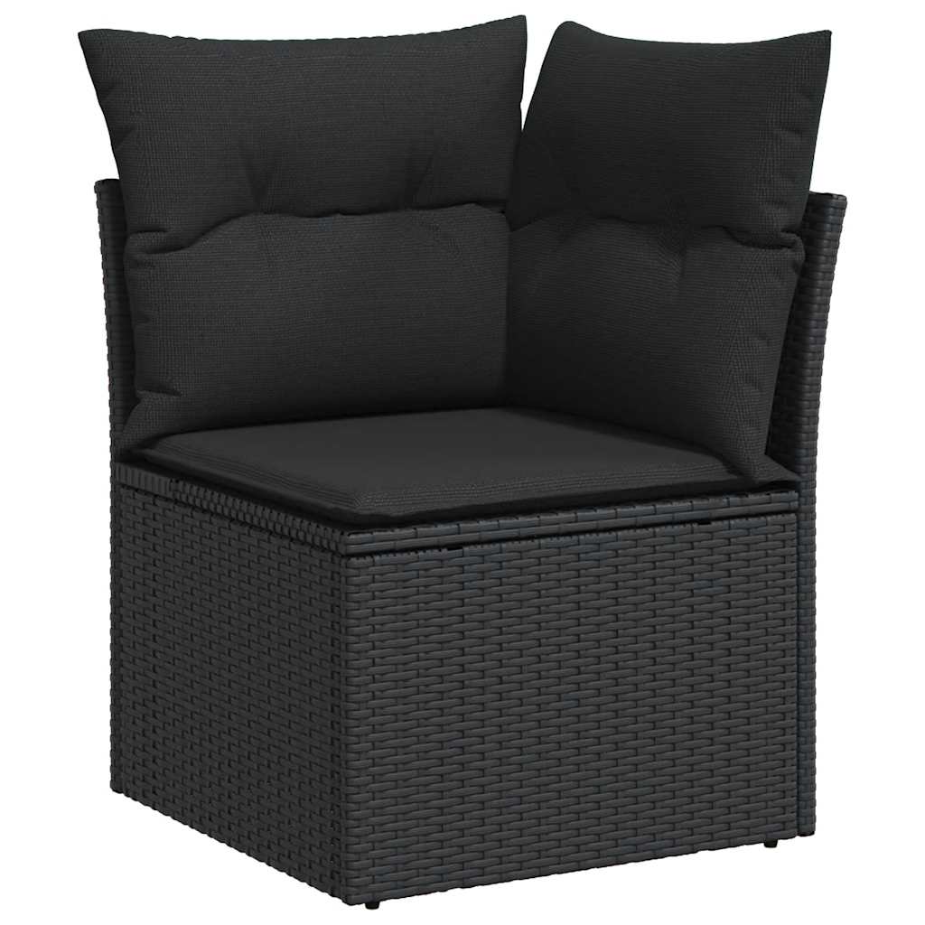 vidaXL Set mobilier grădină perne 8 piese negru, poliratan/lemn acacia vidaXL Set mobilier grădină perne 8 piese negru, poliratan/lemn acacia