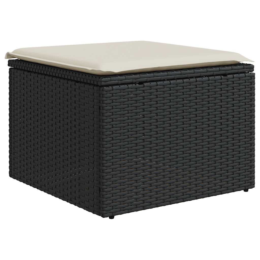 vidaXL Set mobilier grădină perne 8 piese negru, poliratan/lemn acacia vidaXL Set mobilier grădină perne 8 piese negru, poliratan/lemn acacia