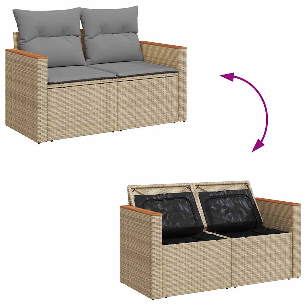 vidaXL Set canapele de grădină cu perne, 10 piese, bej, poliratan