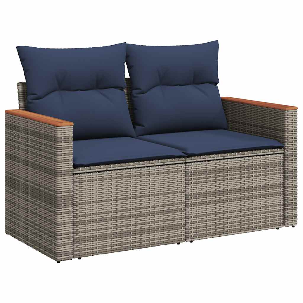 vidaXL Set canapele de grădină cu perne, 11 piese, gri, poliratan