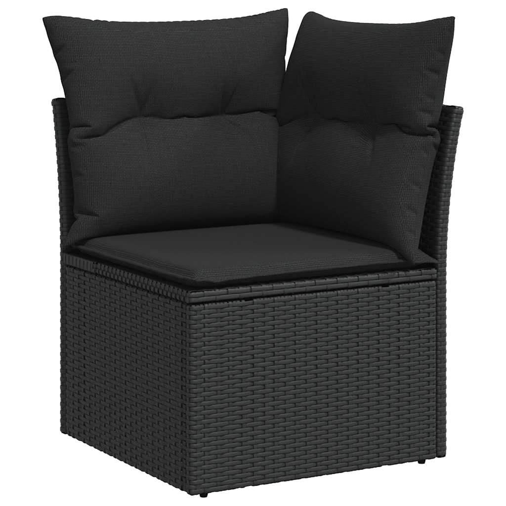 vidaXL Set mobilier grădină perne 8 piese negru, poliratan/lemn acacia vidaXL Set mobilier grădină perne 8 piese negru, poliratan/lemn acacia
