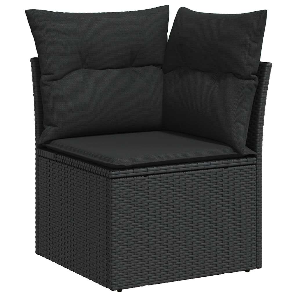 vidaXL Set mobilier grădină perne 9 piese negru poliratan/lemn acacia vidaXL Set mobilier grădină perne 9 piese negru poliratan/lemn acacia