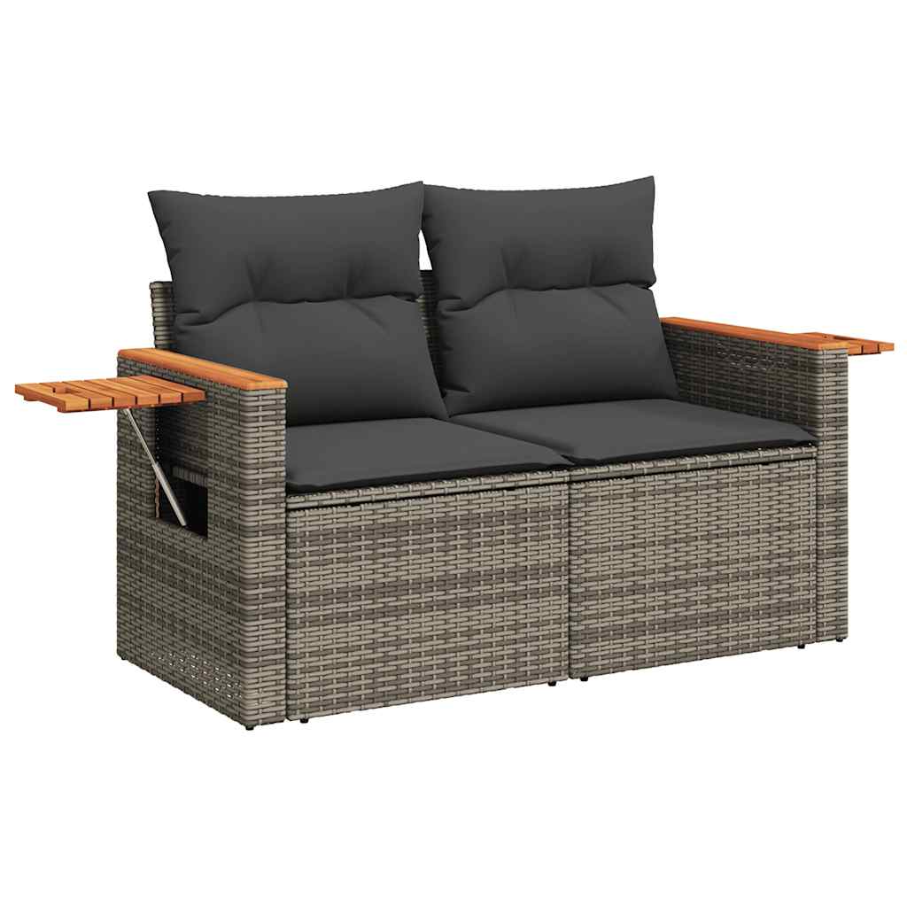 vidaXL Set canapea de grădină cu perne, 5 piese, poliratan/lemn acacia vidaXL Set canapea de grădină cu perne, 5 piese, poliratan/lemn acacia