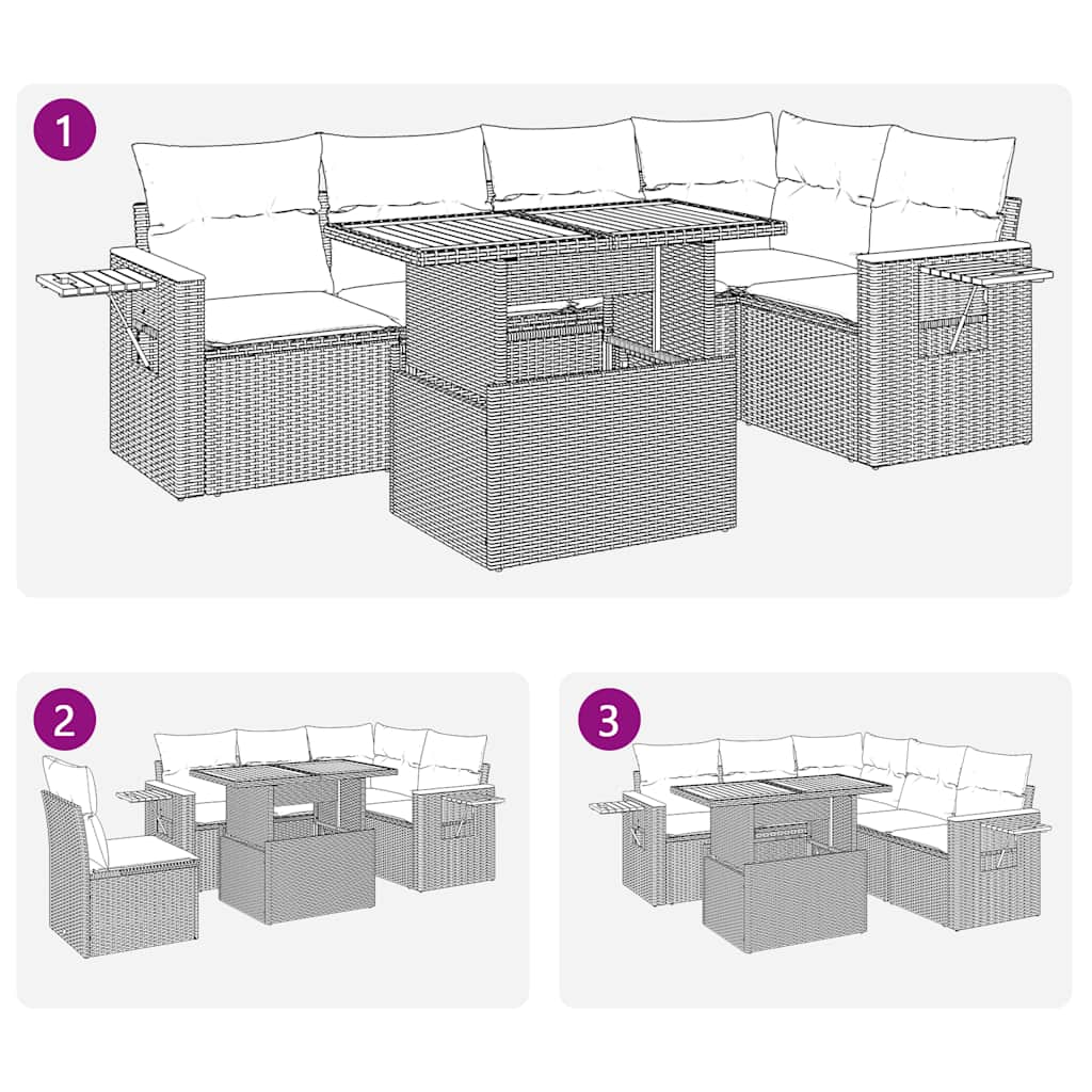 vidaXL Set mobilier grădină perne 6 piese negru poliratan/lemn acacia vidaXL Set mobilier grădină perne 6 piese negru poliratan/lemn acacia