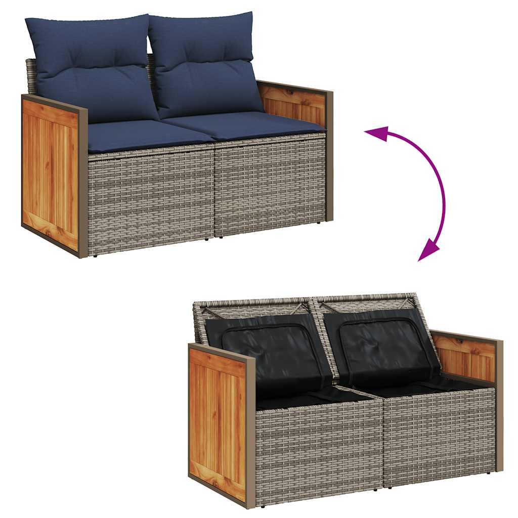 vidaXL Set canapea de grădină cu perne, 5 piese, poliratan/lemn acacia vidaXL Set canapea de grădină cu perne, 5 piese, poliratan/lemn acacia