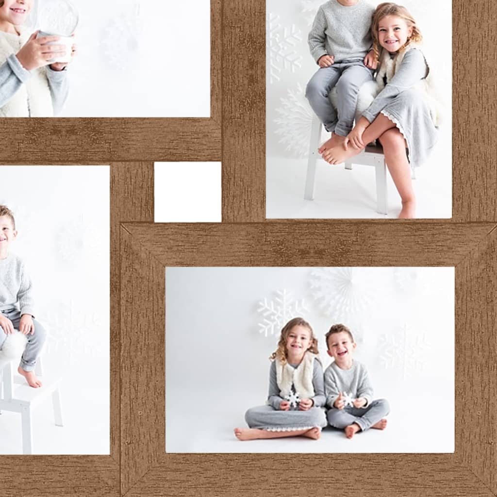 vidaXL Ramă foto colaj, maro deschis, 4x (10x15 cm) foto, MDF vidaXL Ramă foto colaj, maro deschis, 4x (10x15 cm) foto, MDF