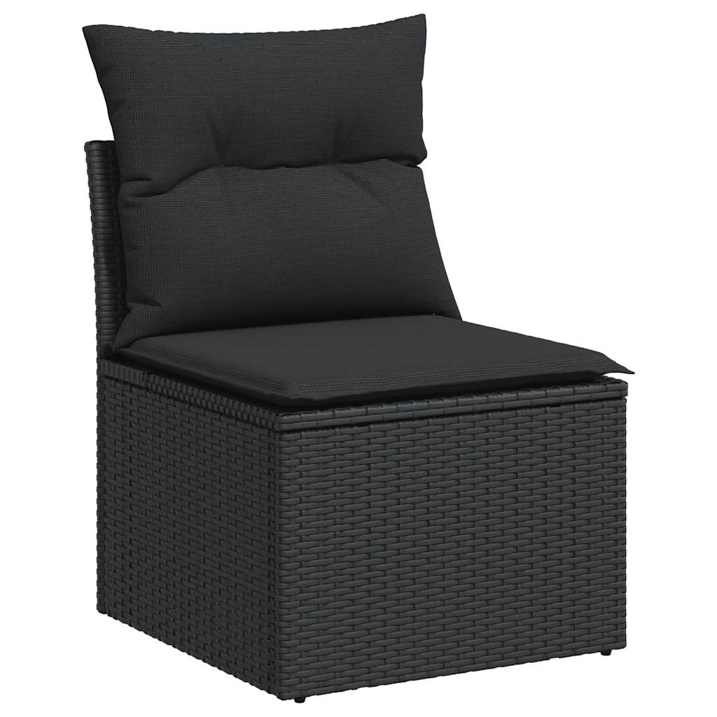 vidaXL Set mobilier grădină perne 9 piese negru poliratan/lemn acacia vidaXL Set mobilier grădină perne 9 piese negru poliratan/lemn acacia