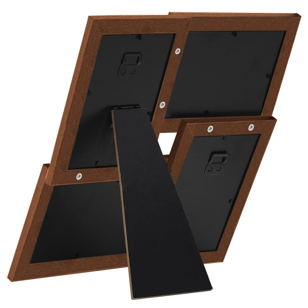 vidaXL Ramă foto colaj pentru 4x (10x15 cm) foto, maro închis, MDF vidaXL Ramă foto colaj pentru 4x (10x15 cm) foto, maro închis, MDF