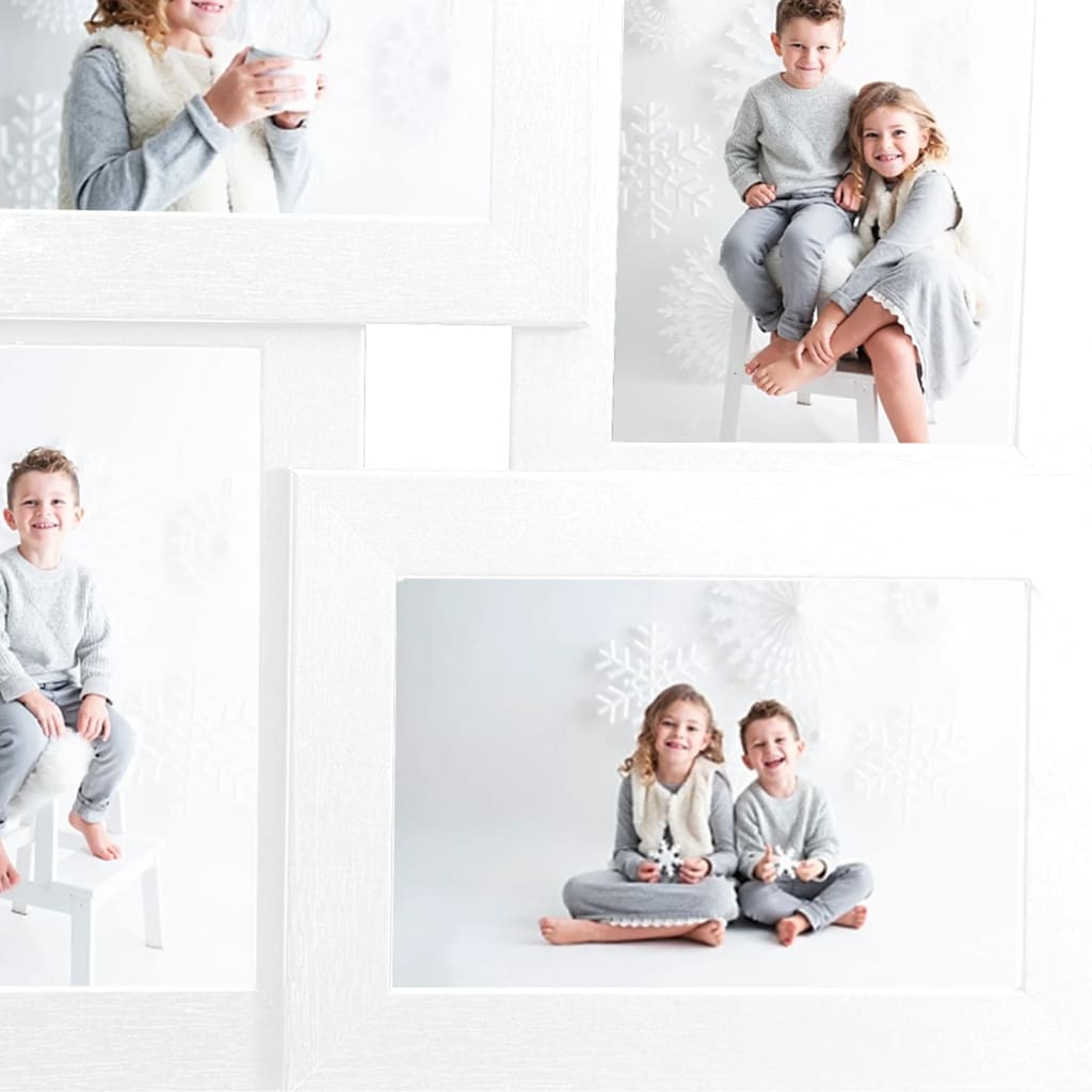 vidaXL Ramă foto colaj, alb, 4x (10x15 cm) foto, MDF vidaXL Ramă foto colaj, alb, 4x (10x15 cm) foto, MDF