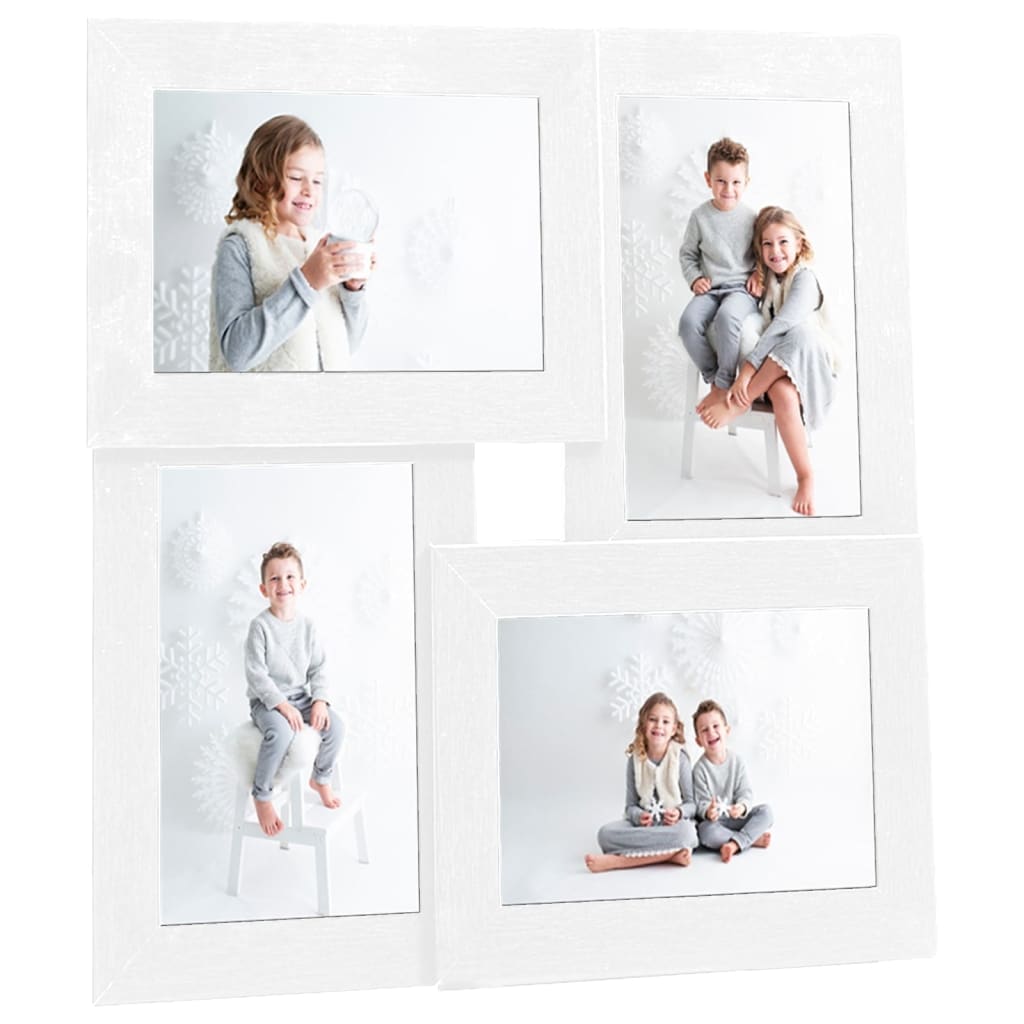 vidaXL Ramă foto colaj, alb, 4x (10x15 cm) foto, MDF vidaXL Ramă foto colaj, alb, 4x (10x15 cm) foto, MDF