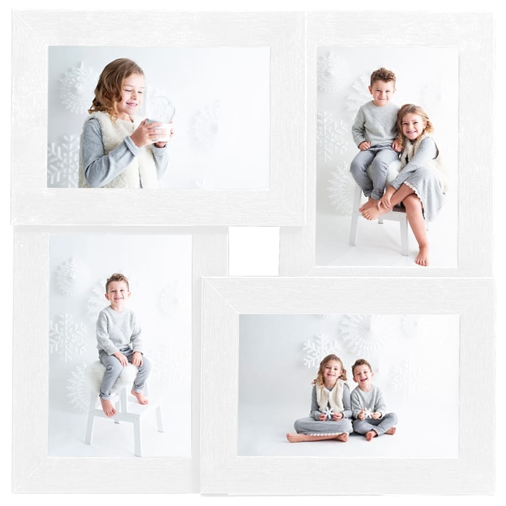 vidaXL Ramă foto colaj, alb, 4x (13x18 cm) foto, MDF vidaXL Ramă foto colaj, alb, 4x (13x18 cm) foto, MDF