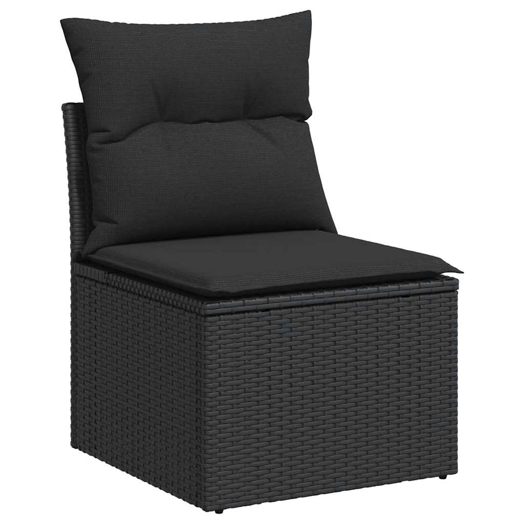 vidaXL Set mobilier grădină perne 8 piese negru, poliratan/lemn acacia vidaXL Set mobilier grădină perne 8 piese negru, poliratan/lemn acacia