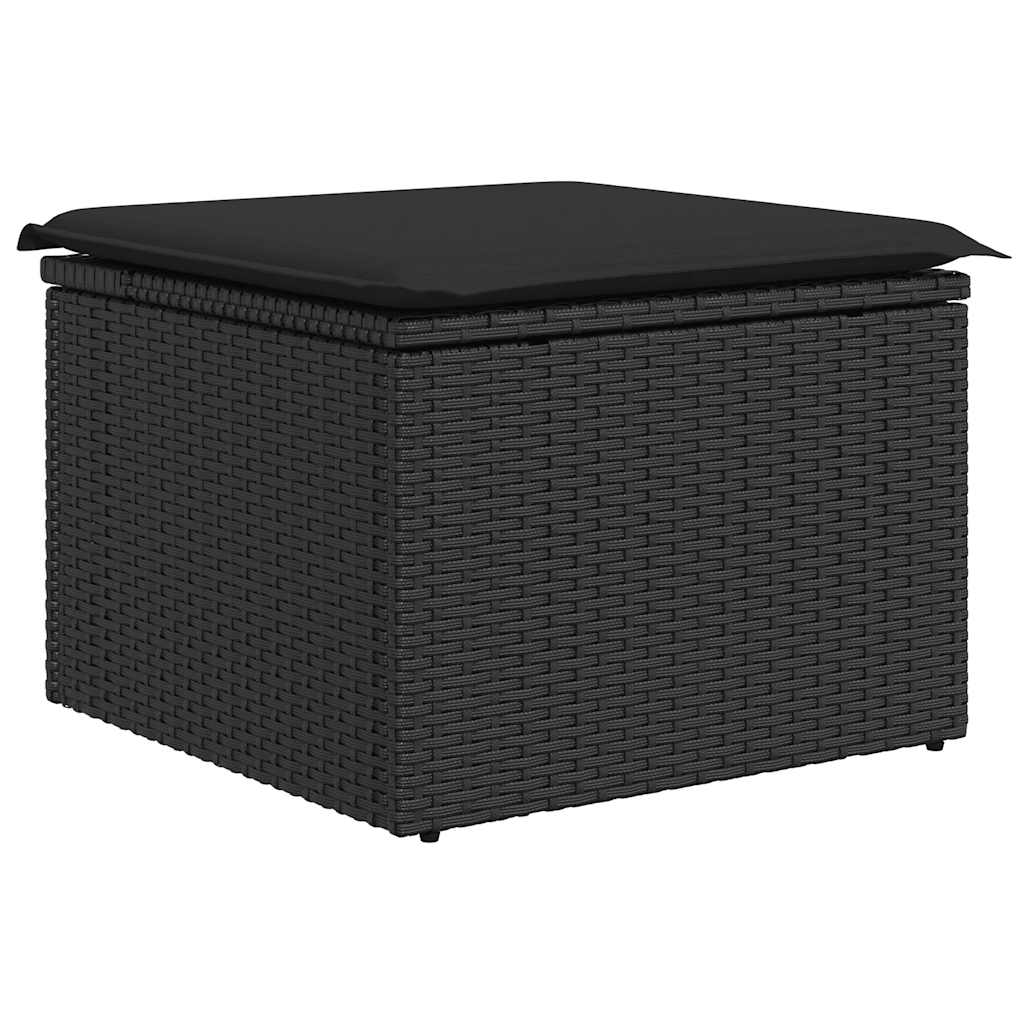 vidaXL Set mobilier grădină perne 8 piese negru, poliratan/lemn acacia vidaXL Set mobilier grădină perne 8 piese negru, poliratan/lemn acacia