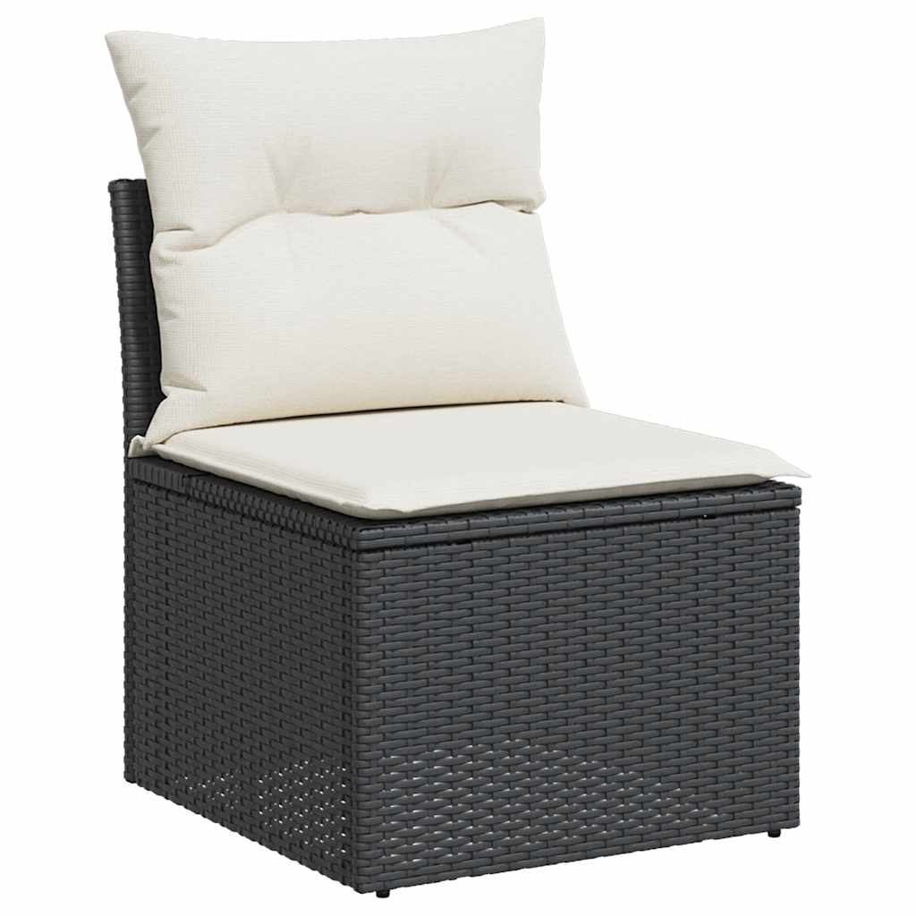 vidaXL Set mobilier grădină perne 8 piese negru, poliratan/lemn acacia vidaXL Set mobilier grădină perne 8 piese negru, poliratan/lemn acacia
