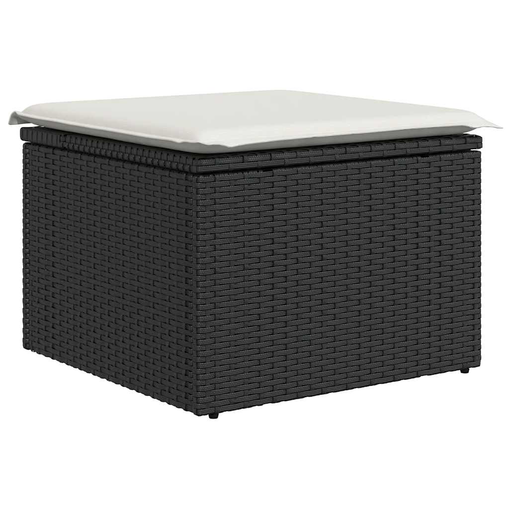 vidaXL Set mobilier grădină perne 8 piese negru, poliratan/lemn acacia vidaXL Set mobilier grădină perne 8 piese negru, poliratan/lemn acacia