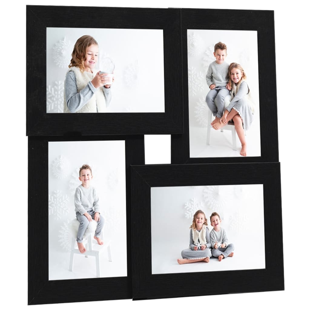 vidaXL Ramă foto colaj, negru, 4x (10x15 cm) foto, MDF vidaXL Ramă foto colaj, negru, 4x (10x15 cm) foto, MDF