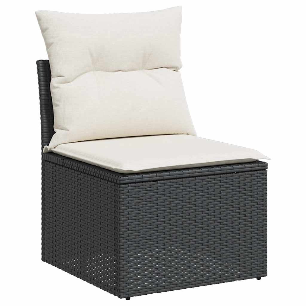 vidaXL Set mobilier grădină perne 9 piese negru poliratan/lemn acacia vidaXL Set mobilier grădină perne 9 piese negru poliratan/lemn acacia