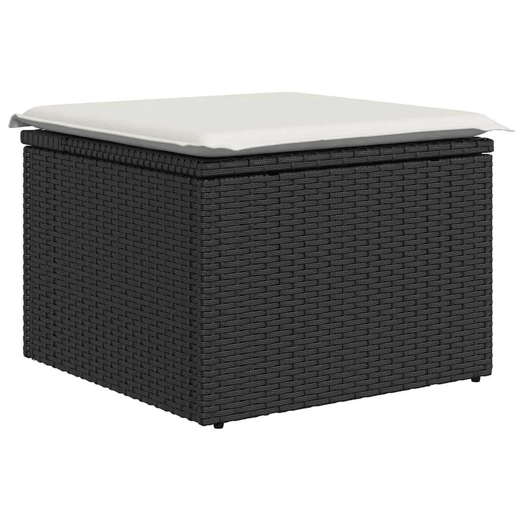 vidaXL Set mobilier grădină perne 9 piese negru poliratan/lemn acacia vidaXL Set mobilier grădină perne 9 piese negru poliratan/lemn acacia
