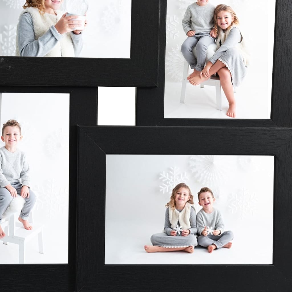 vidaXL Ramă foto colaj pentru 4x (13x18 cm) foto, negru, MDF vidaXL Ramă foto colaj pentru 4x (13x18 cm) foto, negru, MDF