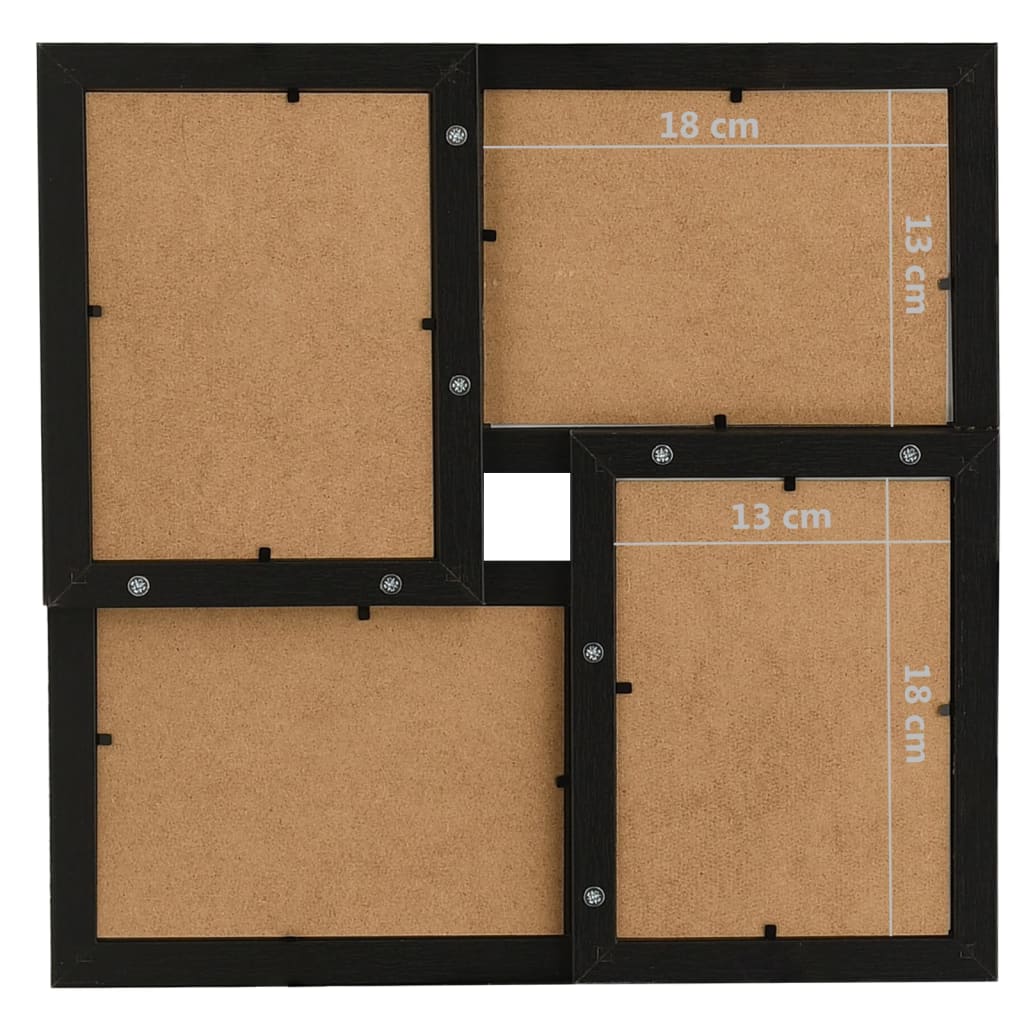 vidaXL Ramă foto colaj pentru 4x (13x18 cm) foto, negru, MDF vidaXL Ramă foto colaj pentru 4x (13x18 cm) foto, negru, MDF