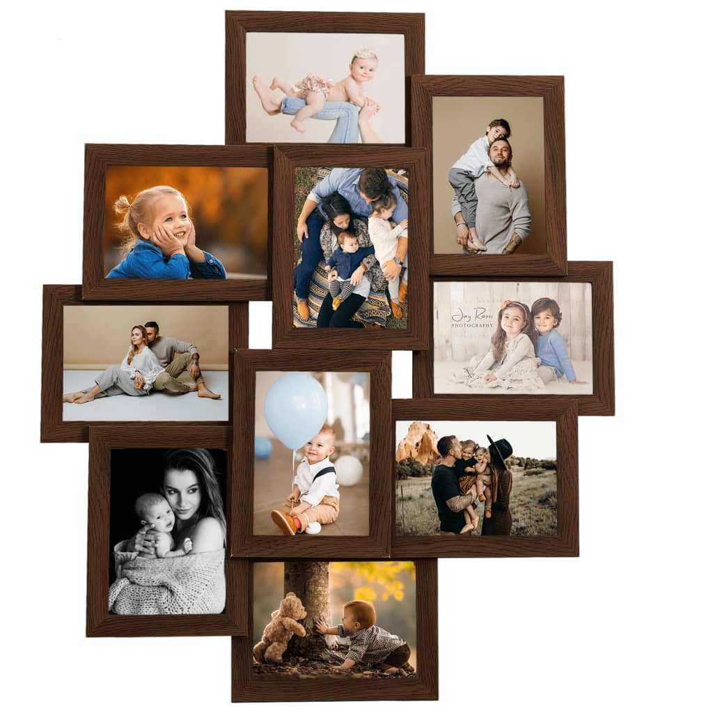 vidaXL Ramă foto colaj pentru 10x (10x15 cm) foto, maro închis, MDF vidaXL Ramă foto colaj pentru 10x (10x15 cm) foto, maro închis, MDF