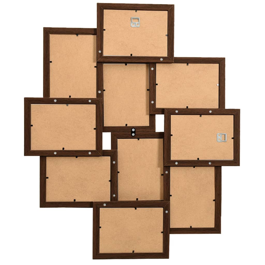 vidaXL Ramă foto colaj pentru 10x (10x15 cm) foto, maro închis, MDF vidaXL Ramă foto colaj pentru 10x (10x15 cm) foto, maro închis, MDF