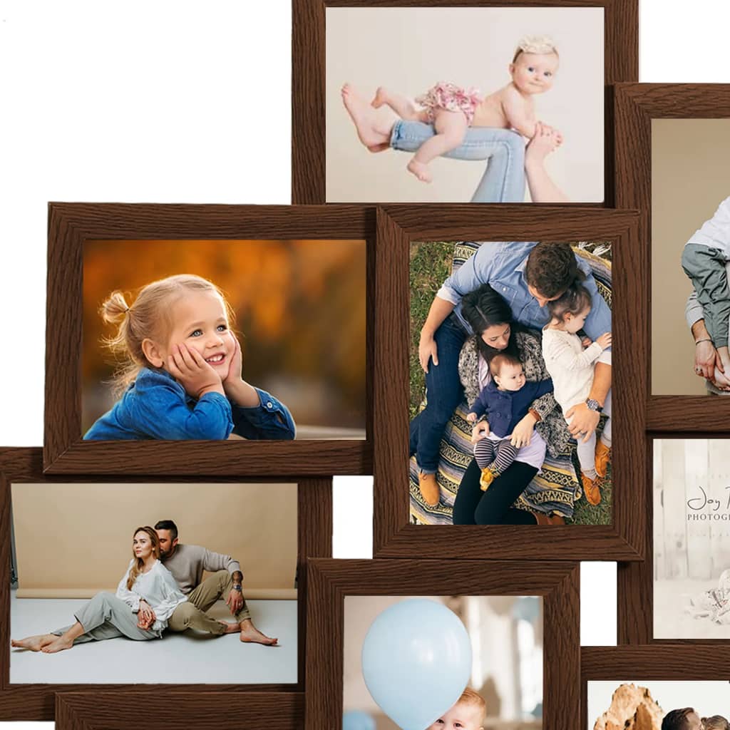 vidaXL Ramă foto colaj pentru 10x (10x15 cm) foto, maro închis, MDF vidaXL Ramă foto colaj pentru 10x (10x15 cm) foto, maro închis, MDF