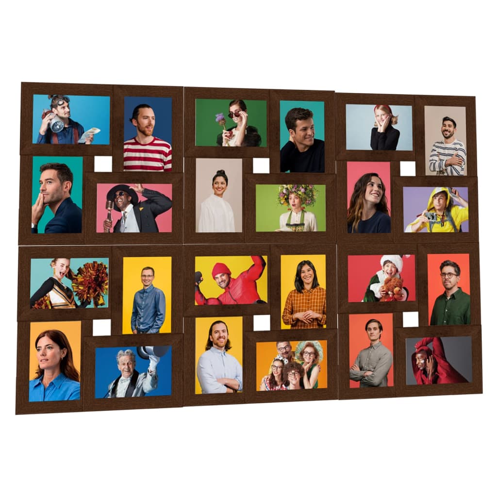 vidaXL Ramă foto colaj, maro închis, foto 24x (10x15 cm), MDF vidaXL Ramă foto colaj, maro închis, foto 24x (10x15 cm), MDF