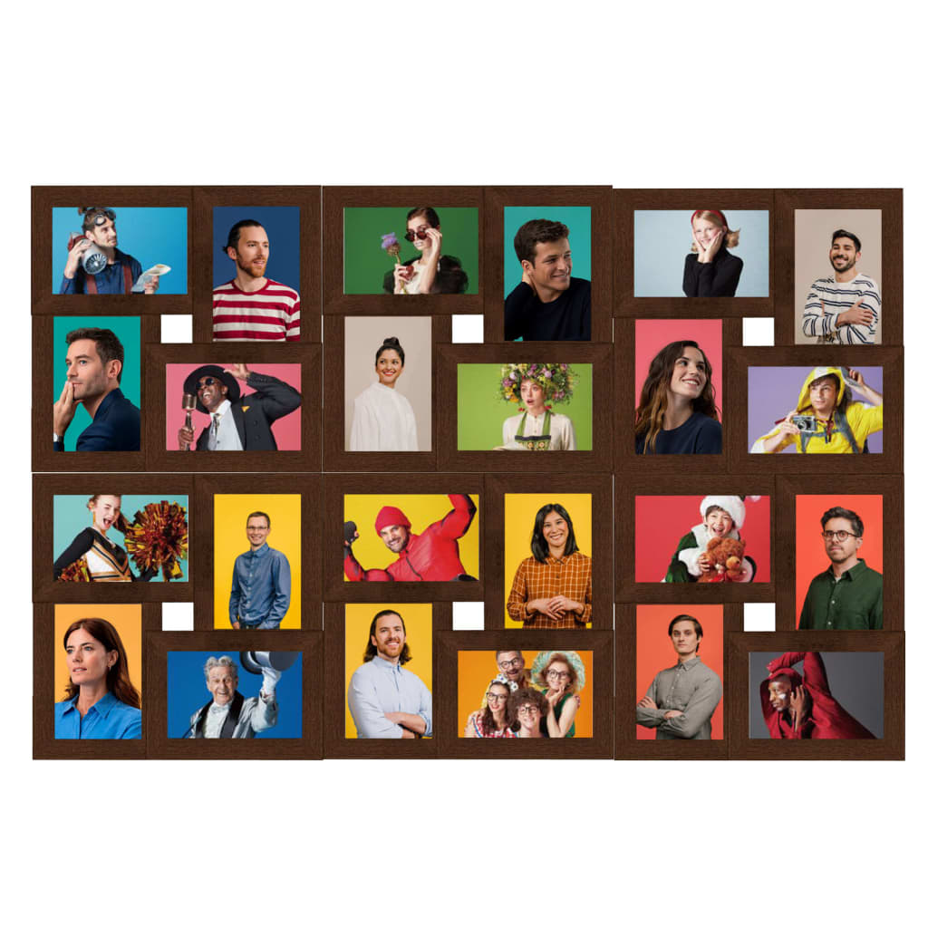 vidaXL Ramă foto colaj, maro închis, 24 x foto (13x18 cm), MDF vidaXL Ramă foto colaj, maro închis, 24 x foto (13x18 cm), MDF