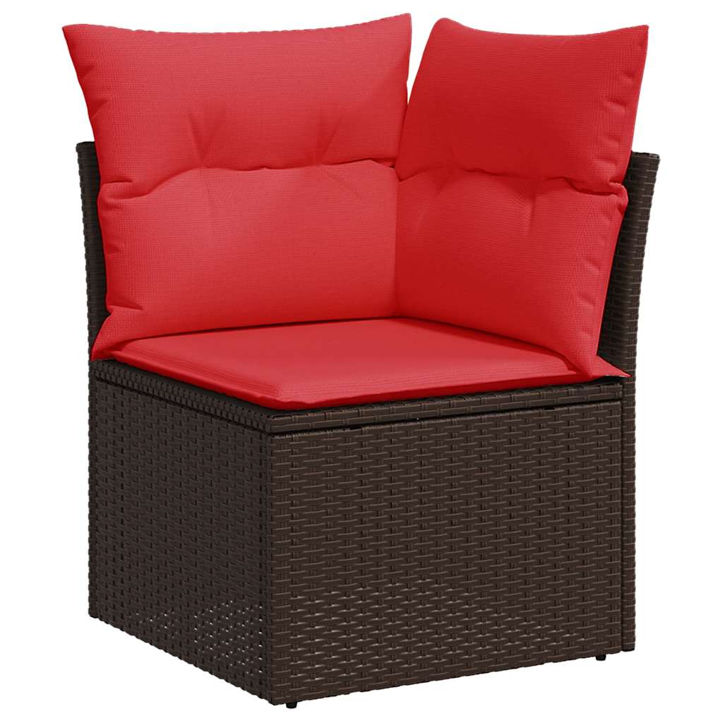 vidaXL Set mobilier grădină perne 8 piese maro, poliratan/lemn acacia vidaXL Set mobilier grădină perne 8 piese maro, poliratan/lemn acacia