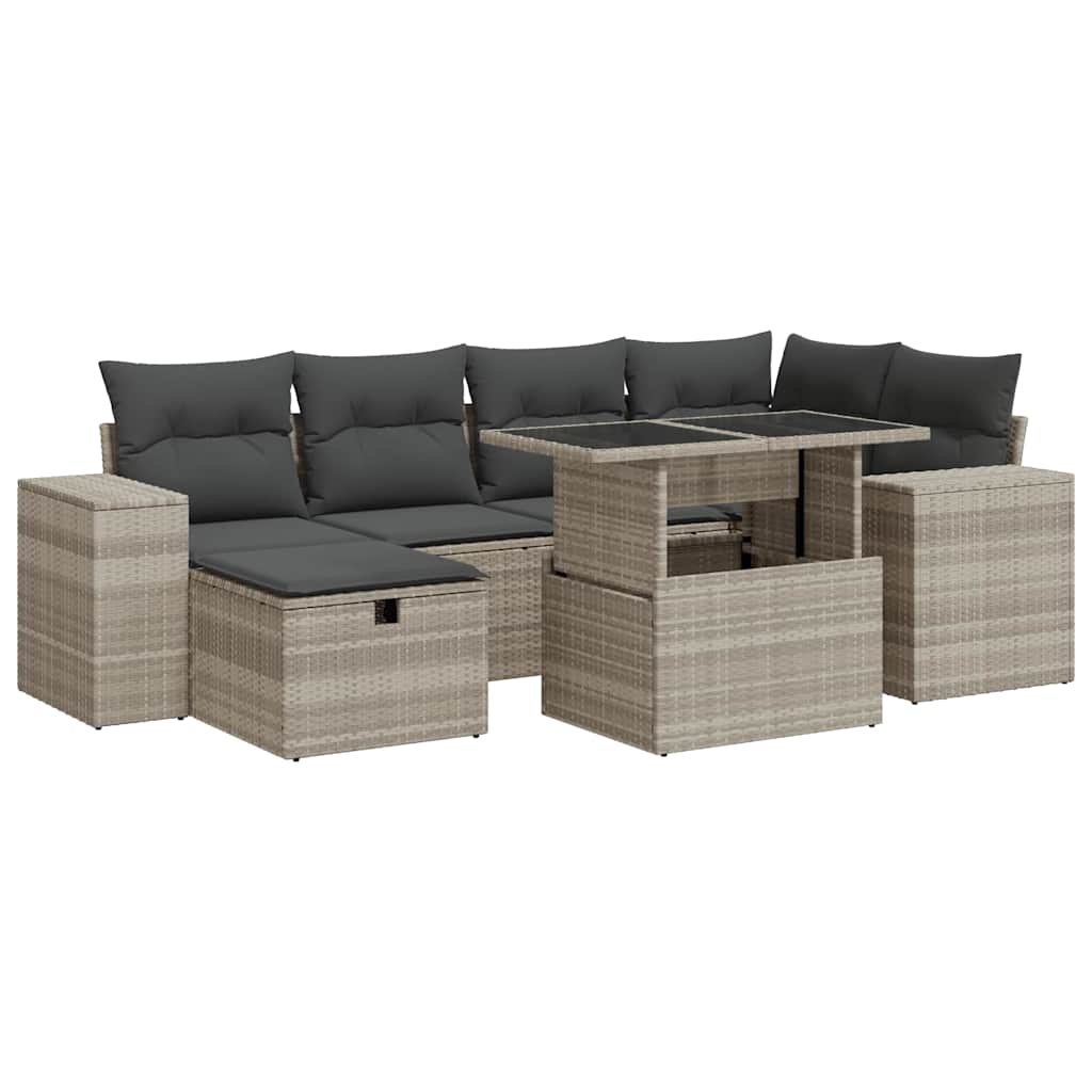 vidaXL Set mobilier de grădină cu perne, 8 piese gri deschis poliratan vidaXL Set mobilier de grădină cu perne, 8 piese gri deschis poliratan