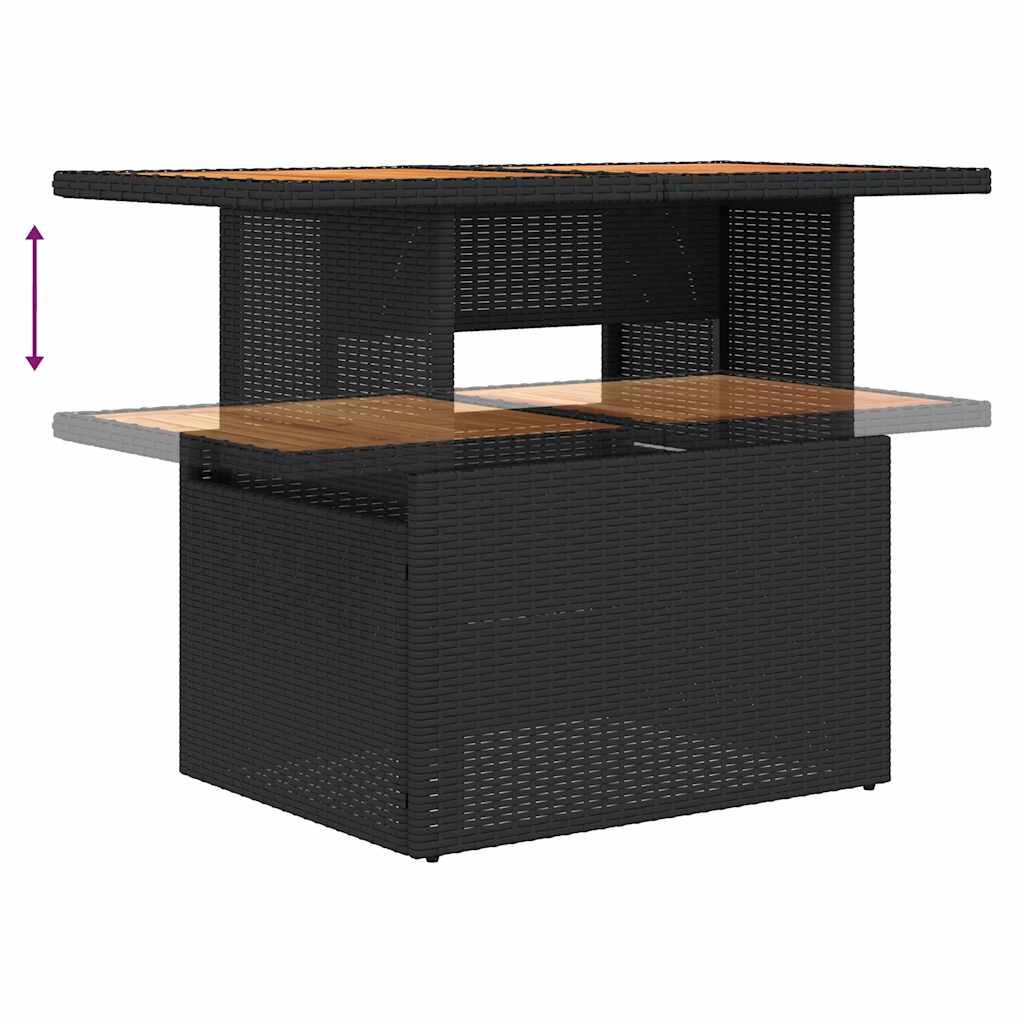 vidaXL Set mobilier grădină perne 6 piese negru poliratan/lemn acacia vidaXL Set mobilier grădină perne 6 piese negru poliratan/lemn acacia