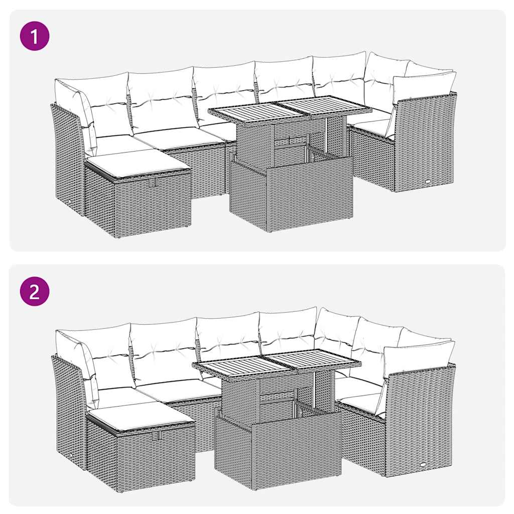 vidaXL Set mobilier grădină perne 8 piese negru, poliratan/lemn acacia vidaXL Set mobilier grădină perne 8 piese negru, poliratan/lemn acacia