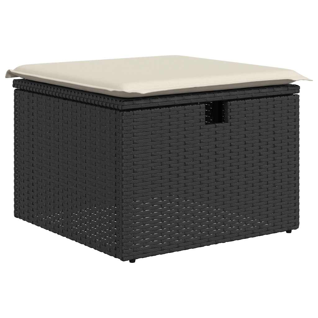 vidaXL Set mobilier grădină perne 8 piese negru, poliratan/lemn acacia vidaXL Set mobilier grădină perne 8 piese negru, poliratan/lemn acacia