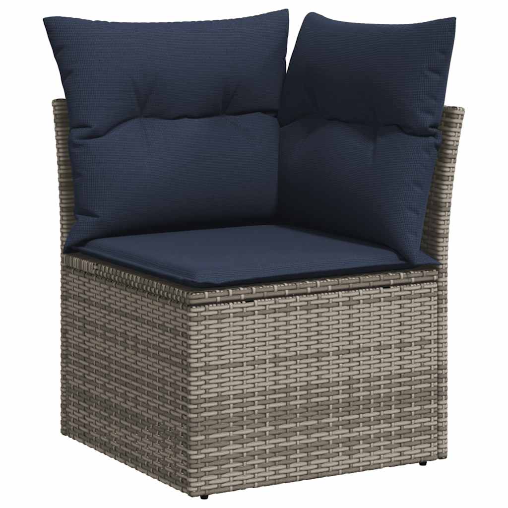 vidaXL Set mobilier grădină perne 9 piese gri poliratan/lemn acacia vidaXL Set mobilier grădină perne 9 piese gri poliratan/lemn acacia