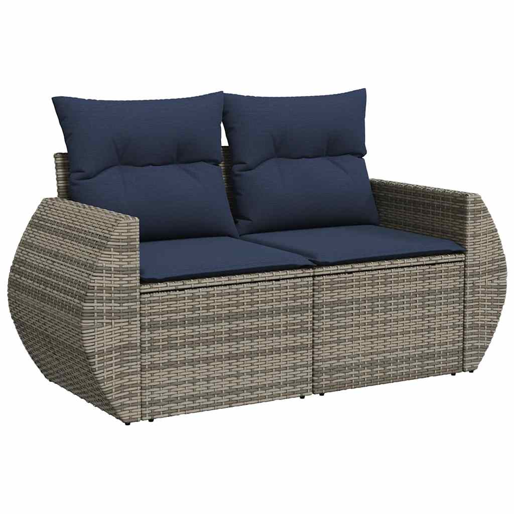 vidaXL Set mobilier grădină perne 9 piese gri poliratan/lemn acacia vidaXL Set mobilier grădină perne 9 piese gri poliratan/lemn acacia