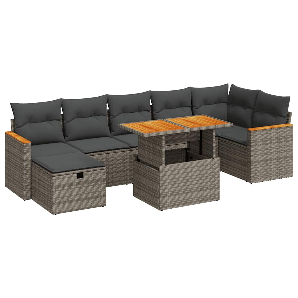vidaXL Set canapea de grădină cu perne, 5 piese, gri, poliratan vidaXL Set canapea de grădină cu perne, 5 piese, gri, poliratan