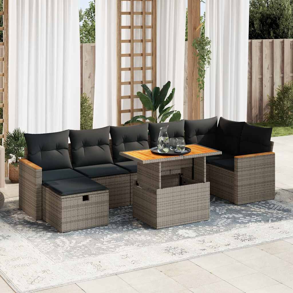 vidaXL Set canapea de grădină cu perne, 5 piese, gri, poliratan vidaXL Set canapea de grădină cu perne, 5 piese, gri, poliratan