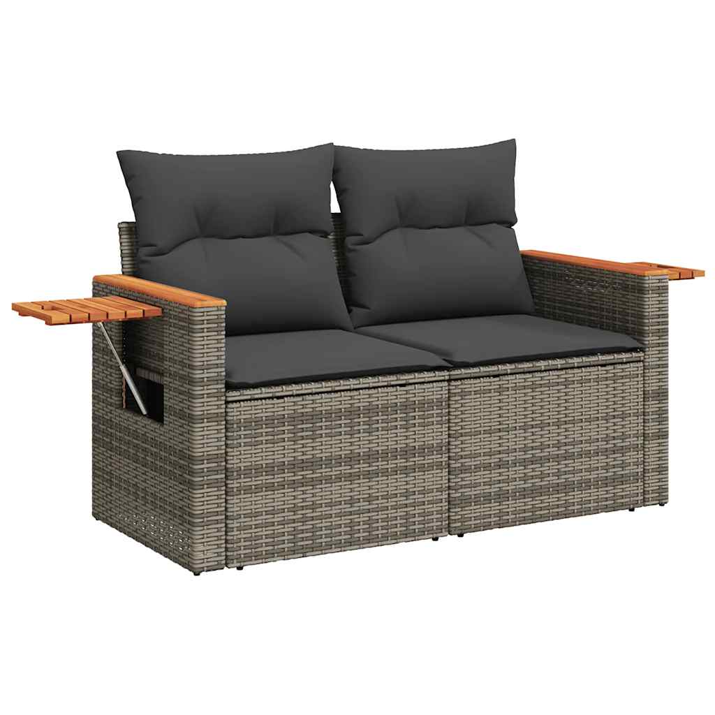 vidaXL Set canapea de grădină cu perne, 5 piese, gri, poliratan vidaXL Set canapea de grădină cu perne, 5 piese, gri, poliratan