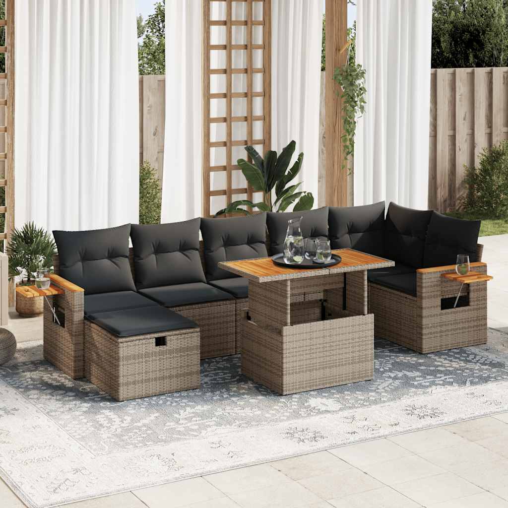 vidaXL Set canapea de grădină cu perne, 5 piese, gri, poliratan vidaXL Set canapea de grădină cu perne, 5 piese, gri, poliratan