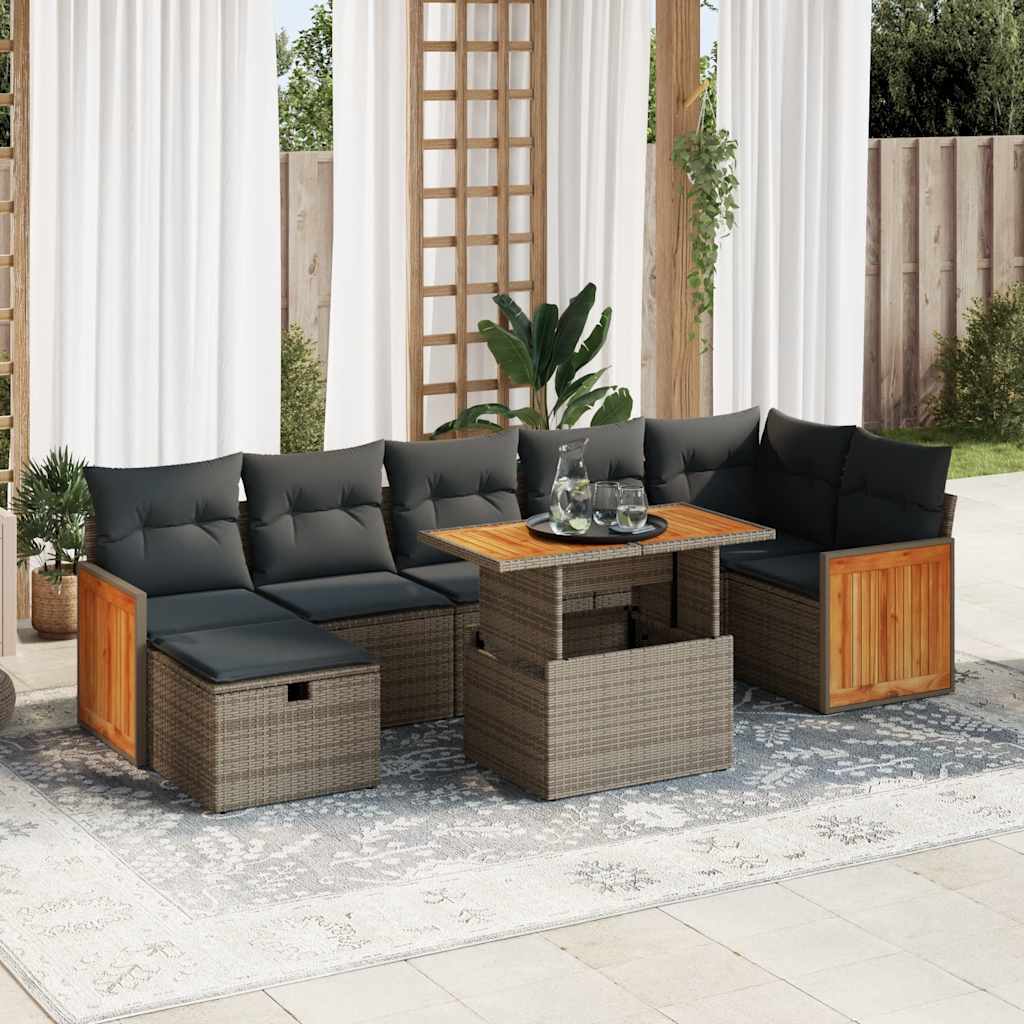 vidaXL Set canapea de grădină cu perne, 5 piese, gri, poliratan vidaXL Set canapea de grădină cu perne, 5 piese, gri, poliratan