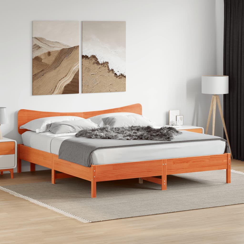vidaXL Cadru de pat fără saltea, maro ceruit 200x200 cm lemn masiv pin vidaXL Cadru de pat fără saltea, maro ceruit 200x200 cm lemn masiv pin