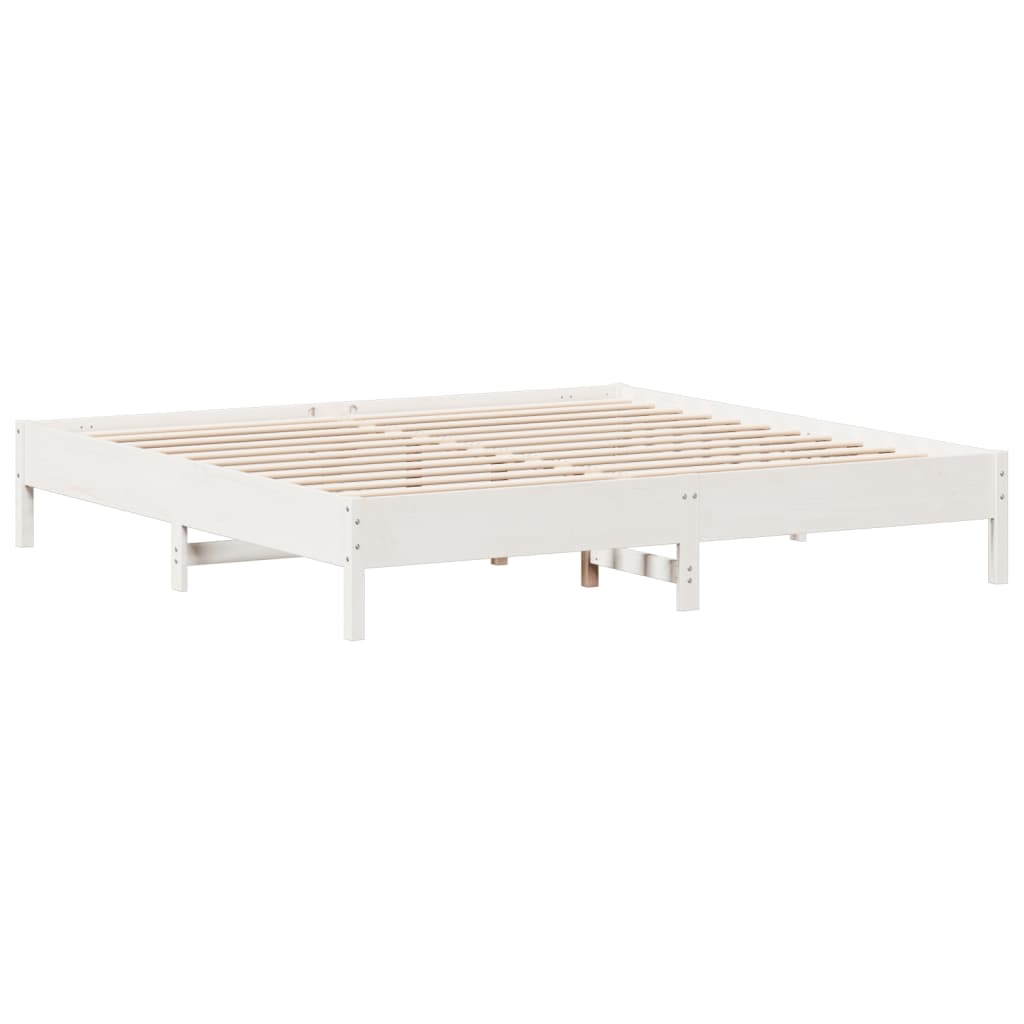 vidaXL Cadru de pat fără saltea, alb, 180x200 cm, lemn masiv pin