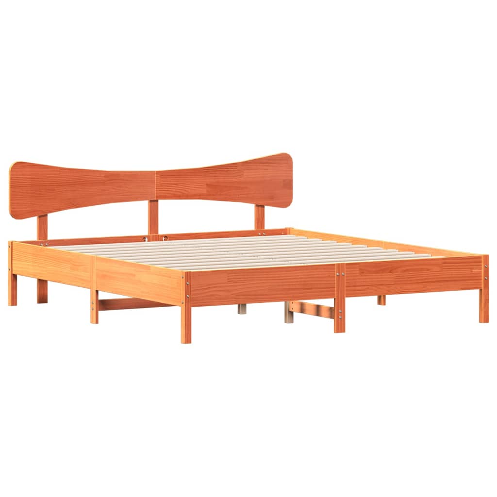 vidaXL Cadru de pat fără saltea, maro ceruit 180x200 cm lemn masiv pin