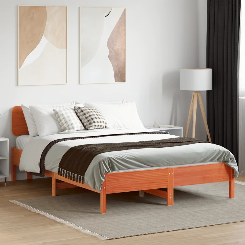 vidaXL Cadru de pat fără saltea, maro ceruit 140x200 cm lemn masiv pin vidaXL Cadru de pat fără saltea, maro ceruit 140x200 cm lemn masiv pin