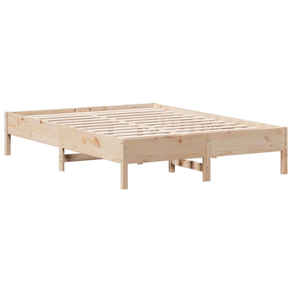vidaXL Cadru de pat fără saltea, 135x190 cm, lemn masiv de pin