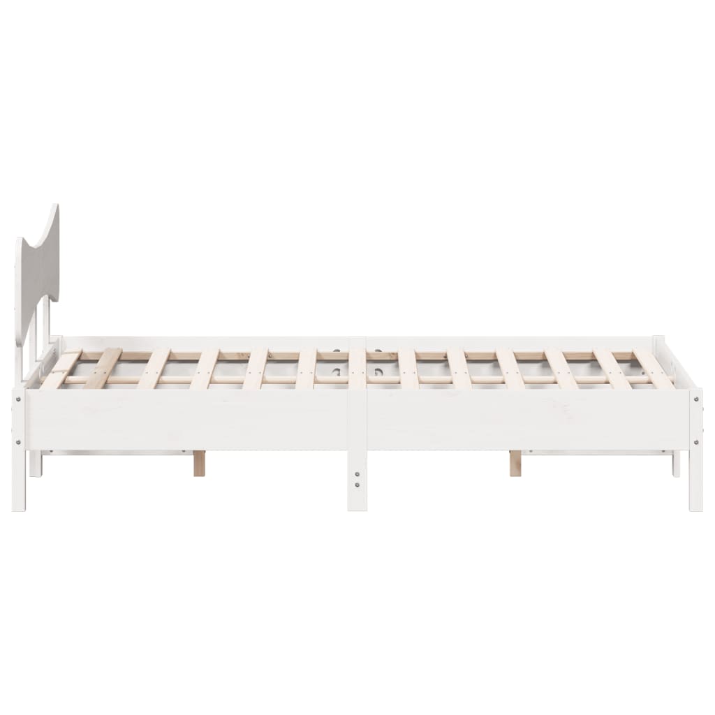 vidaXL Cadru de pat fără saltea, alb, 135x190 cm, lemn masiv de pin vidaXL Cadru de pat fără saltea, alb, 135x190 cm, lemn masiv de pin