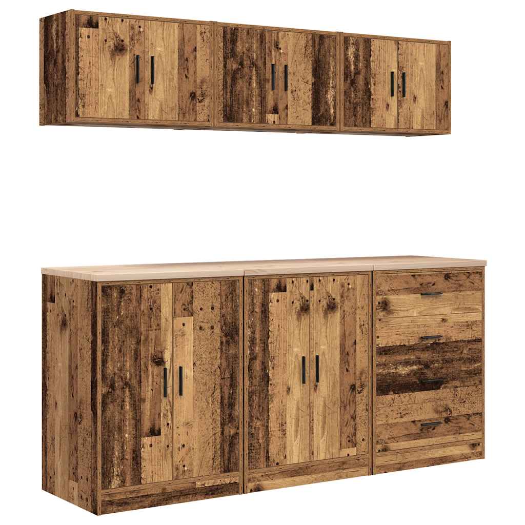 vidaXL Dulapuri de garaj 6 buc Lemn vechi Lemn prelucrat